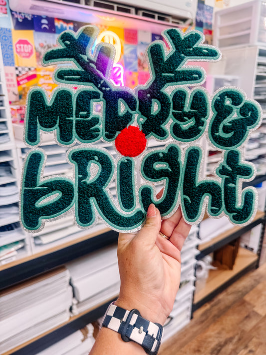 Merry & Bright Reindeer Christmas Patch (Adult Size)