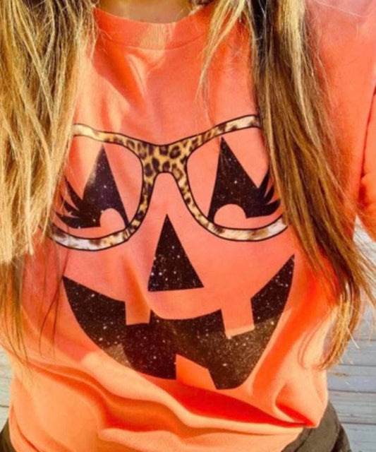 Leopard Glasses Jacko lantern' Halloween DTF Transfer