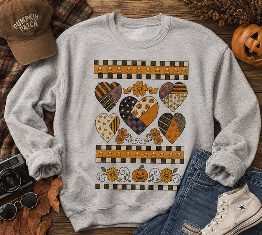 Thrifted Halloween Hearts Quilted DTF Transfer