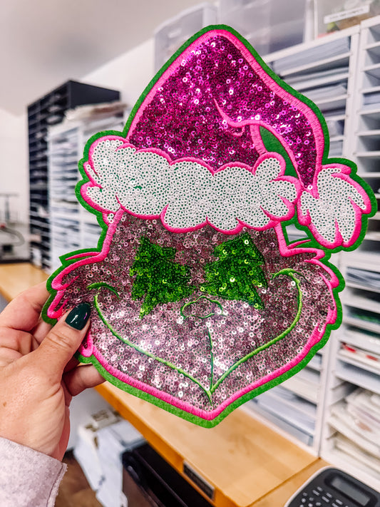Pink Mean Christmas Sequin Patch (Adult Size)