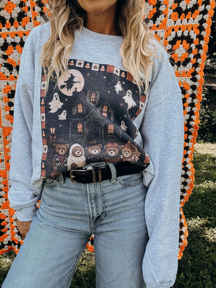 Thrifted Halloween Haunted House DTF Transfer
