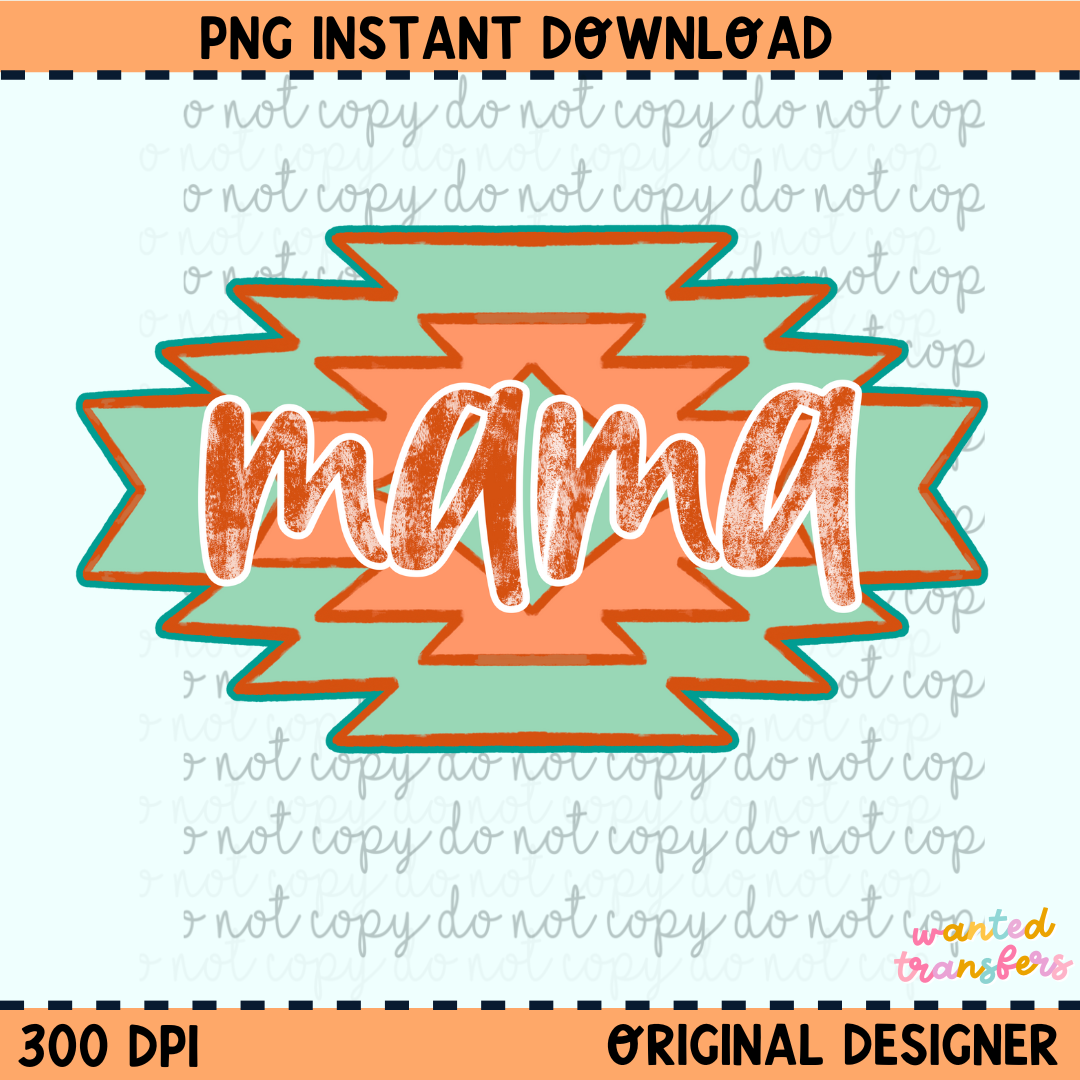 Mama Western Dark Orange PNG Digital Download