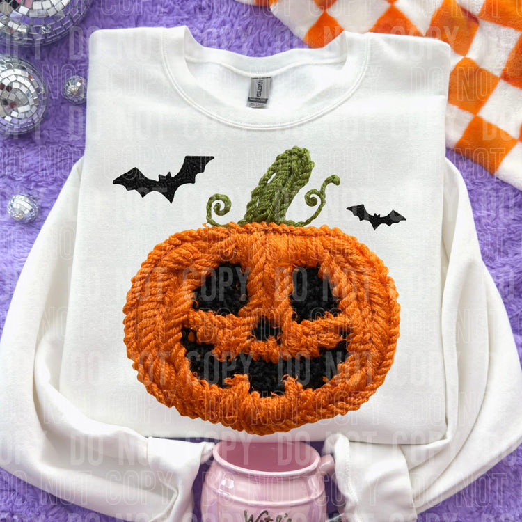 Faux Yarn Pumpkin Halloween DTF Transfer