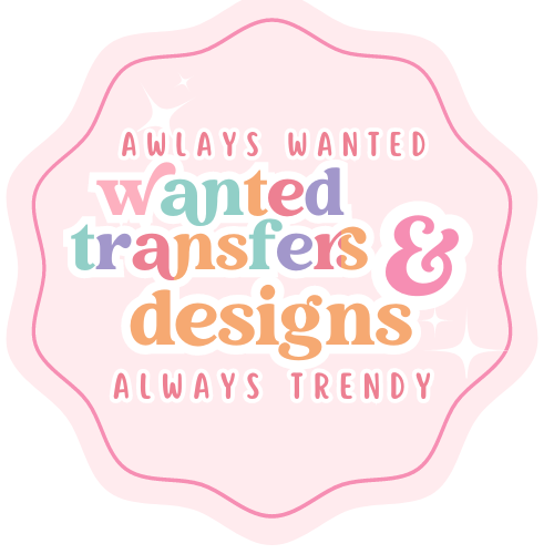 a pink circle with the words, always wanted, transferers and designs