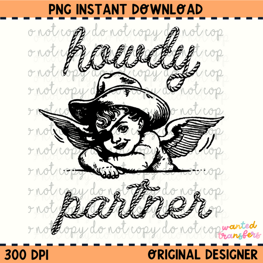 Howdy Partner Valentine's Western PNG Digital Download