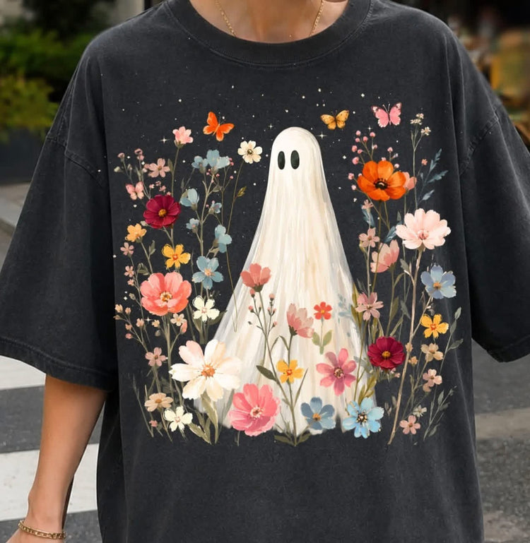 Painted Floral Ghost DTF Transfer