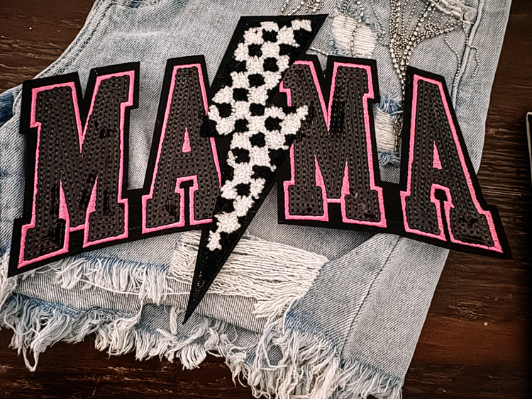 Mama Lightening Bolt Chenille Patch