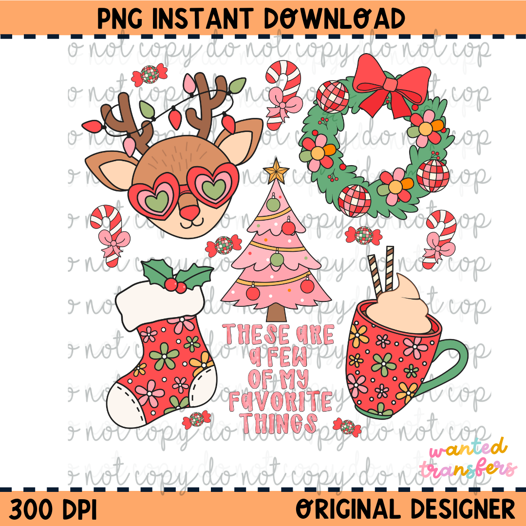 Favorite Things Christmas Retro PNG Digital Download