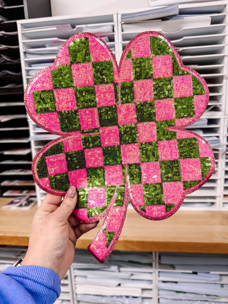 Retro Checkered St Patty Clover Chenille Patch