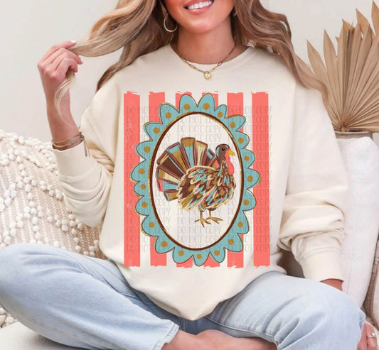 Preppy Framed Turkey Thanksgiving DTF Transfer