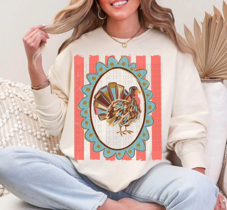 Preppy Framed Turkey Thanksgiving DTF Transfer
