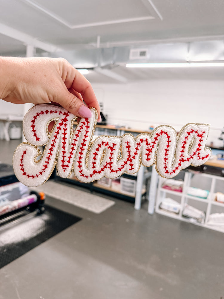 Baseball Stitch Mama Chenille Patch