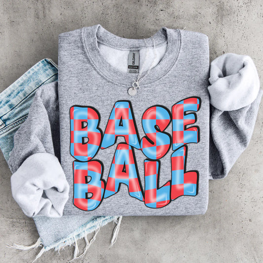 Checkered Baseball DTF Transfer