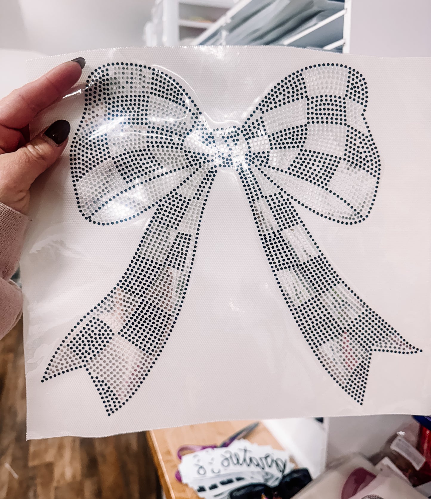 Checkered Bow Spangle Transfer