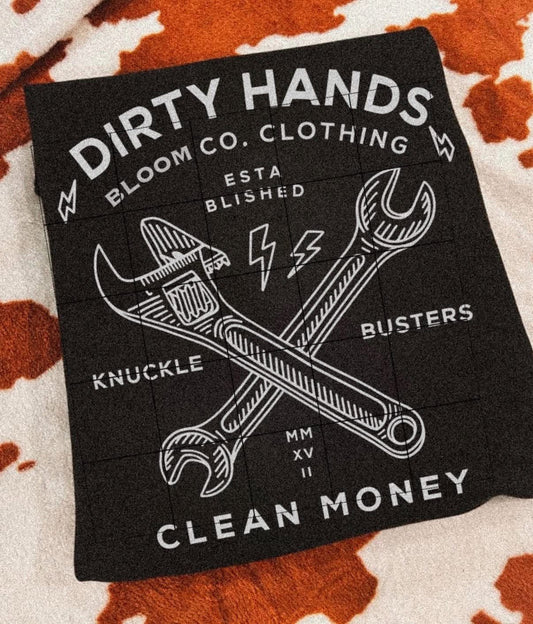 Dirty Hands Bloom Co Blue Collar DTF Transfer