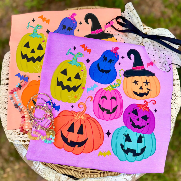 Preppy Halloween Pumpkin Doodle DTF Transfer
