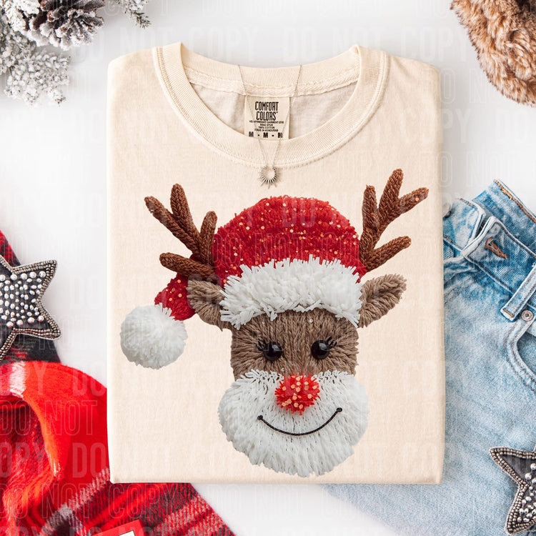 Faux Yarn Reindeer DTF Transfer