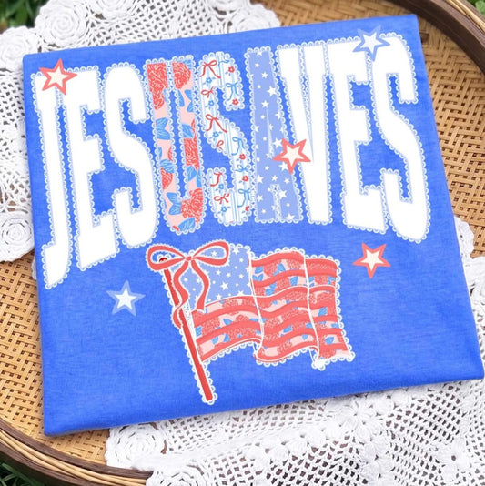 Jesus Saves USA 4th of July DTF Transfer