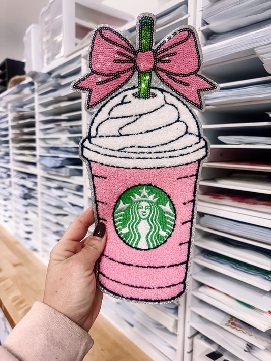 Pink Coffee Chenille Patch