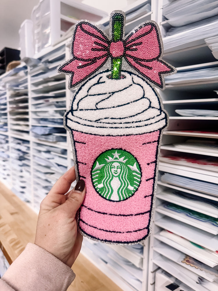 Pink Coffee Chenille Patch