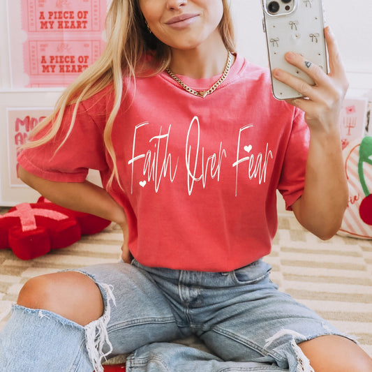 Faith Over Fear Valentines Heart DTF Transfer