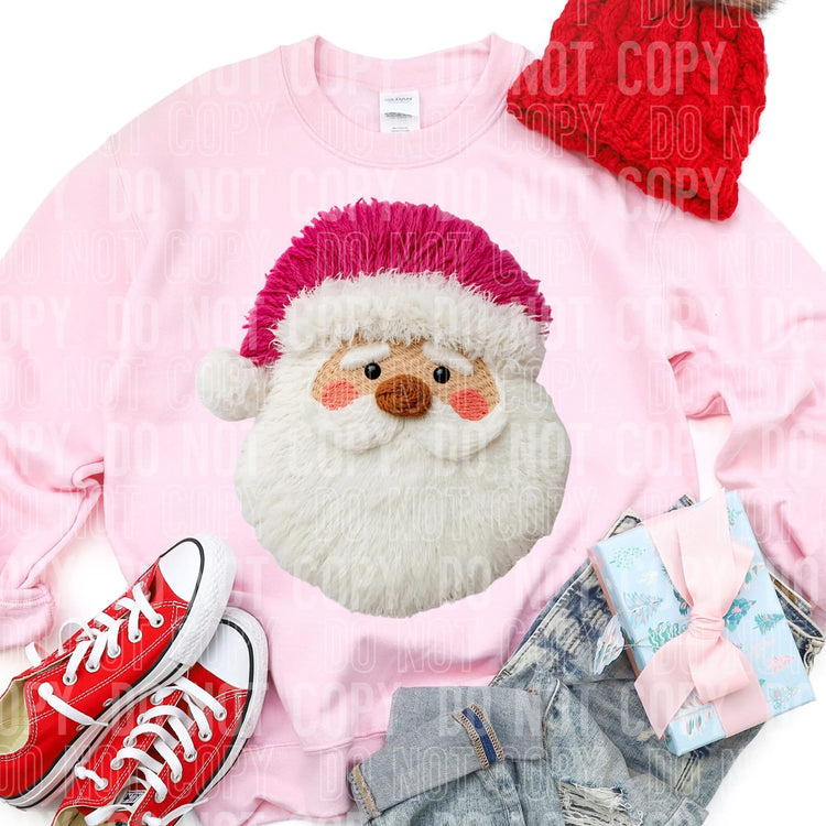 Faux Yarn Santa Pink Hat DTF Transfer