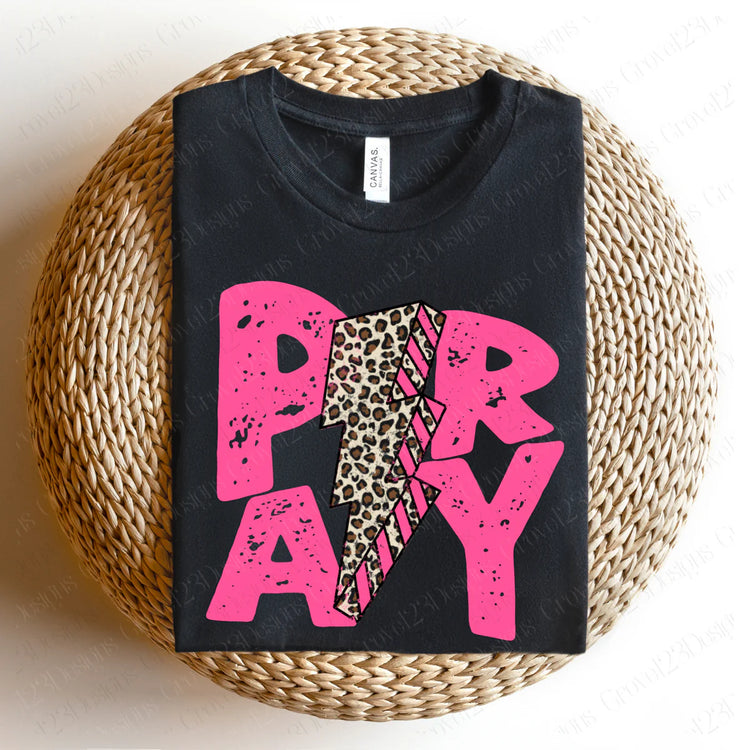 Pray Leopard Lightening Bolt DTF Transfer