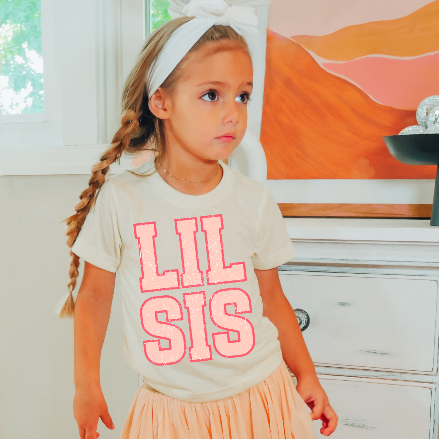 Lil Sis Pink Distressed DTF Transfer