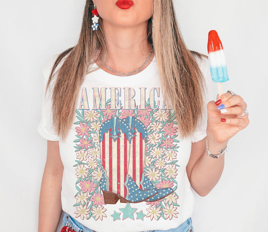 American Floral 4th of July DTF Transfer