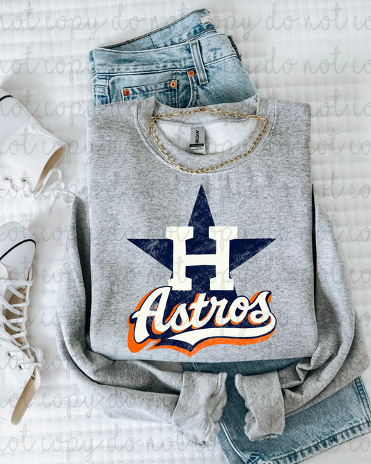 White Astros DTF Transfer