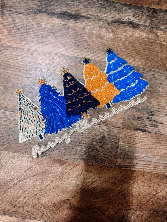 Blue Merry Christmas Patch (Adult Size)