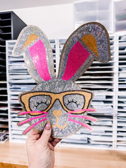 Retro Sequin Bunny Chenille Patch