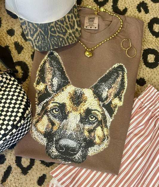 Faux Rhinestone German Shepard DTF Transfer