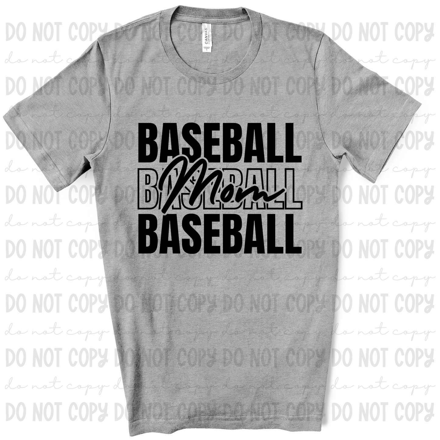 Baseball Mom Black Font Repeat Baseball DTF Transfer