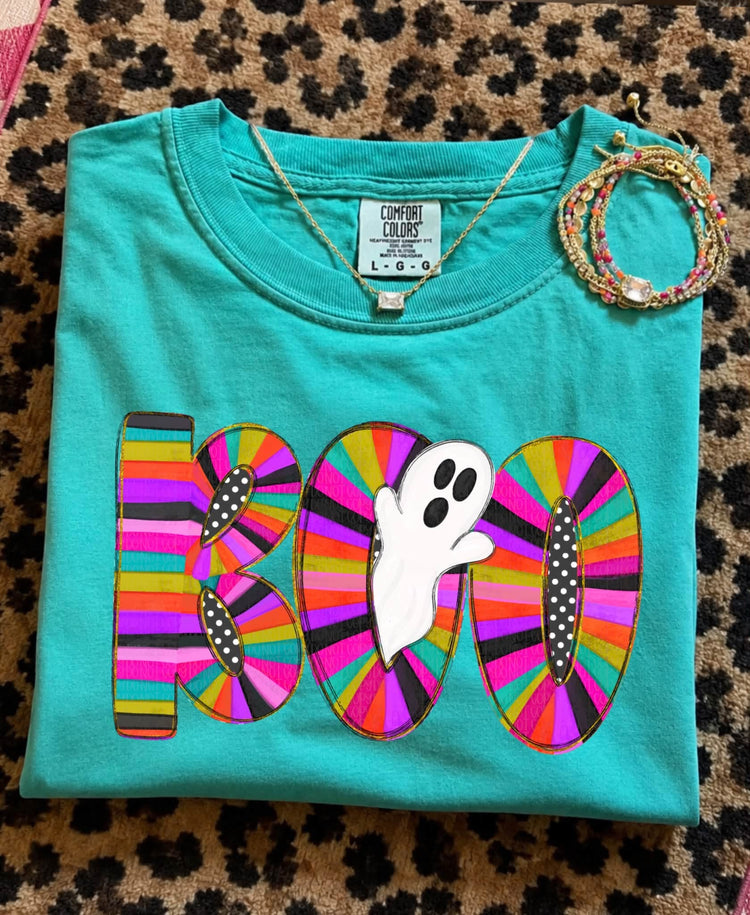 Striped Boo Halloween DTF Transfer