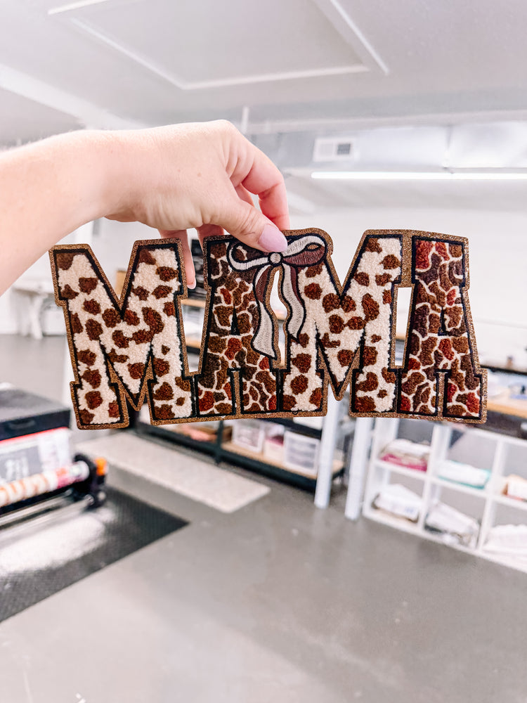 Camo Cowhide Mama Chenille Patch