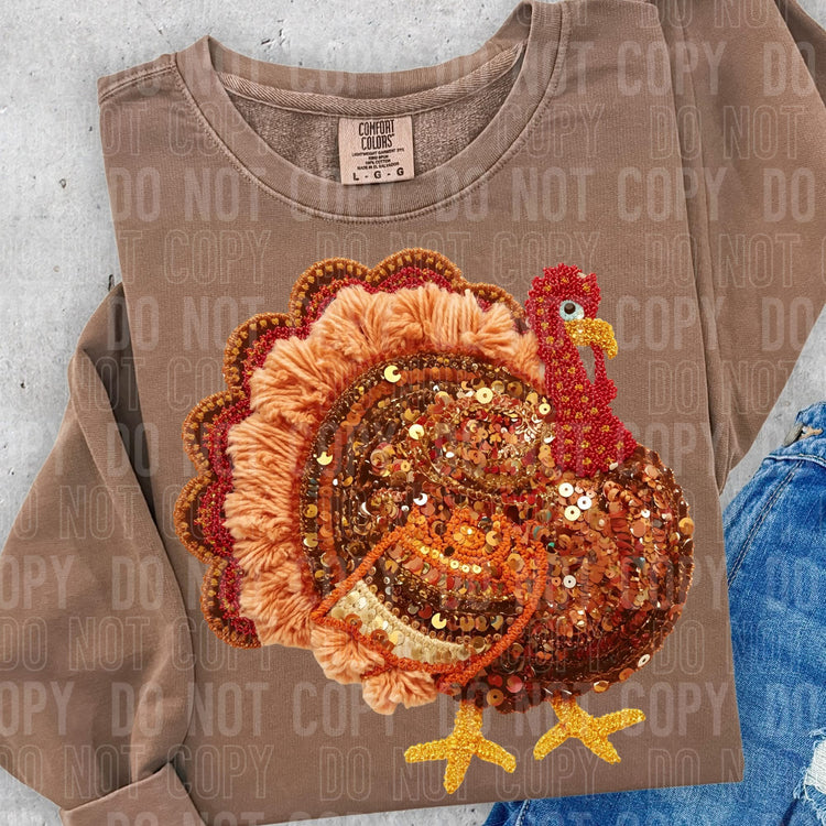 Faux Yarn Turkey Halloween DTF Transfer