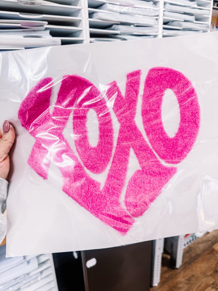 Xoxo Heart Pink Fuzzy Patch (Adult Size)