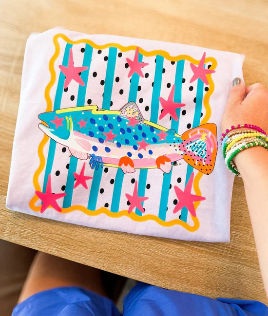 Retro Striped Fish DTF Transfer