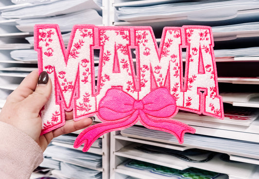 Pink Coquette Mama Sequin Chenille Patch