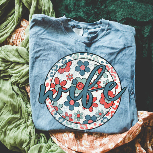 Wife Patriotic Floral DTF Transfer