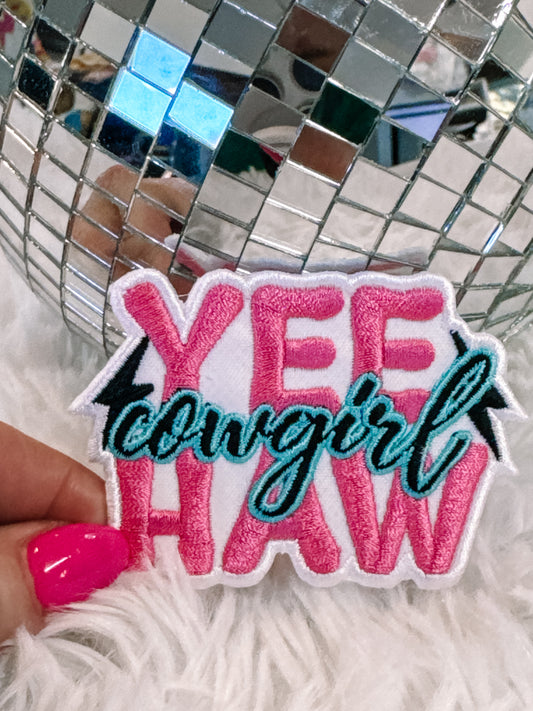 Pink Yeehaw Cowgirl Hat/Pocket Patch