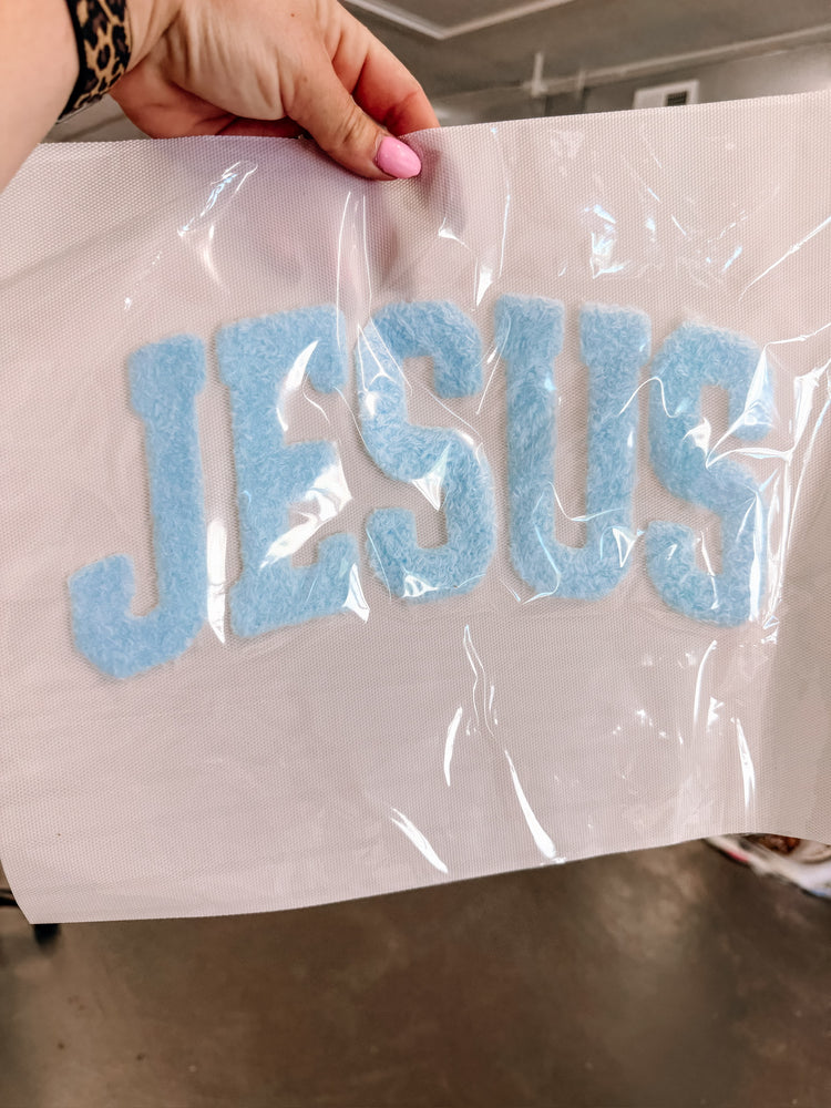 Jesus Light Blue Fuzzy Patch (Adult Size)