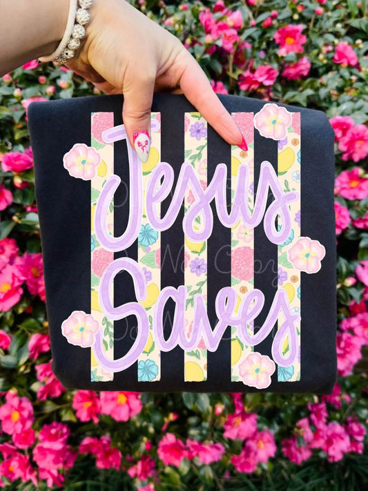 Floral Jesus Saves Faith DTF Transfers
