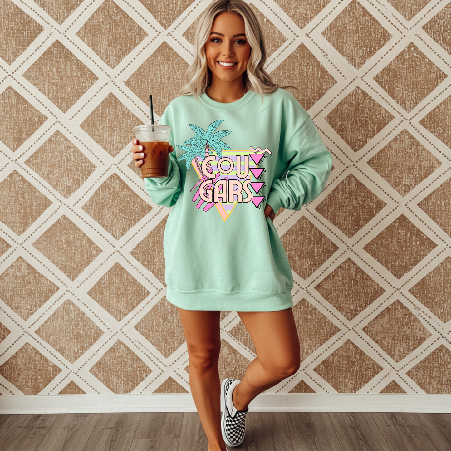 Cougars Palm Tree Mascot DTF Transfer