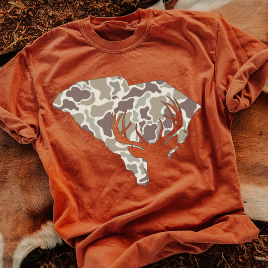 Camo South Carolina Hunting DTF Transfer