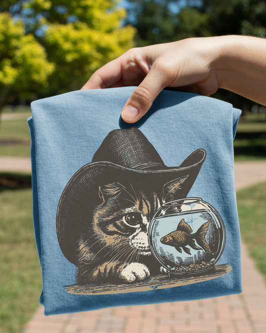 Cat Staring At Fish Bowl DTF Transfer