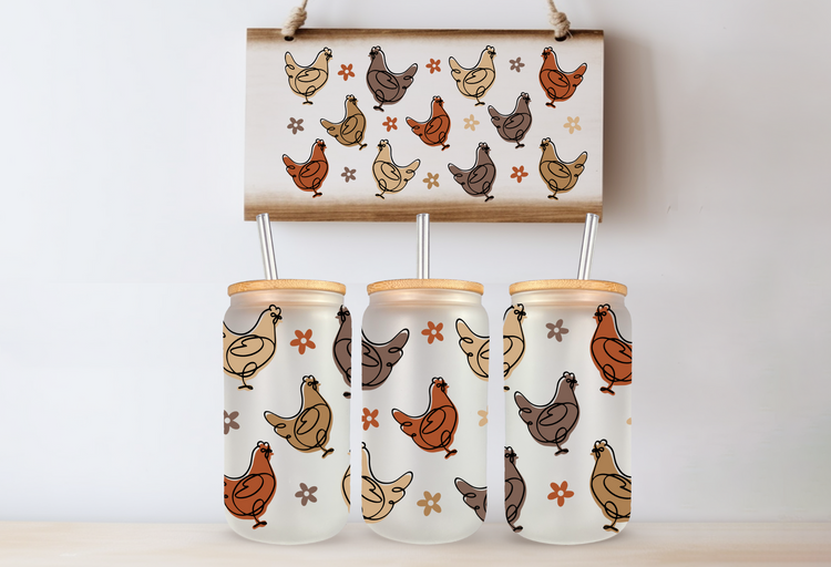 Chicken Lovers UV 16oz. Libby Glass DTF Wrap