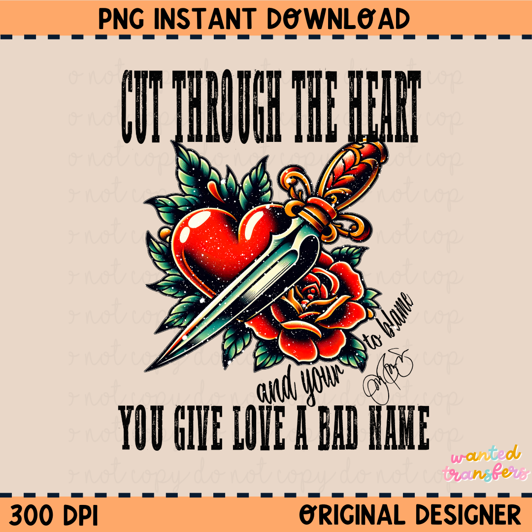 Cut Through the Heart PNG Digital Download