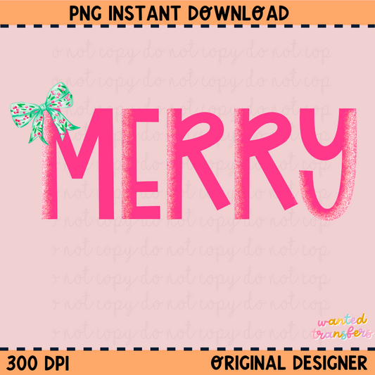 Merry Glitter Accented Christmas PNG Digital Download